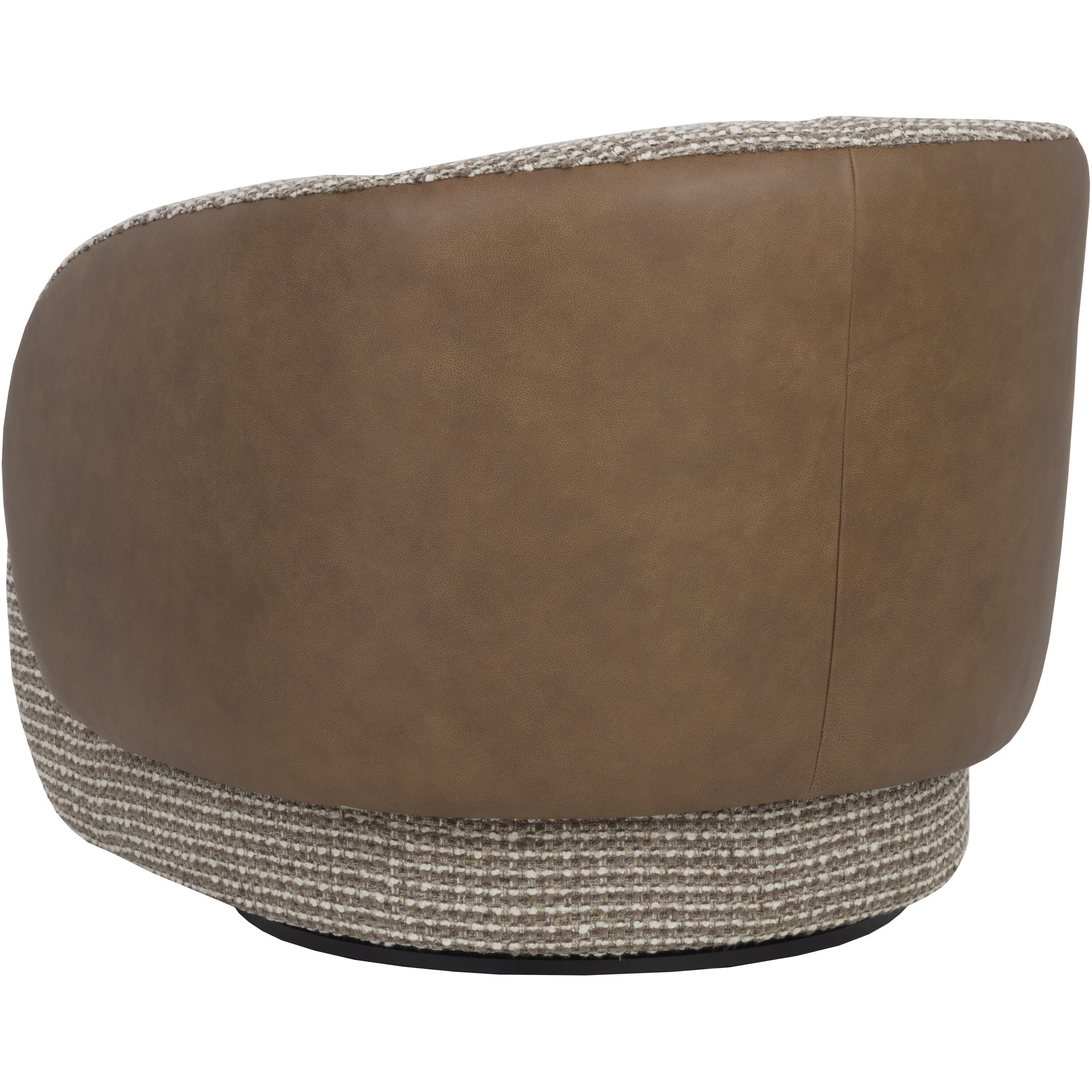 Camie Torched Meringue / Cognac Leather Swivel Lounge Chair